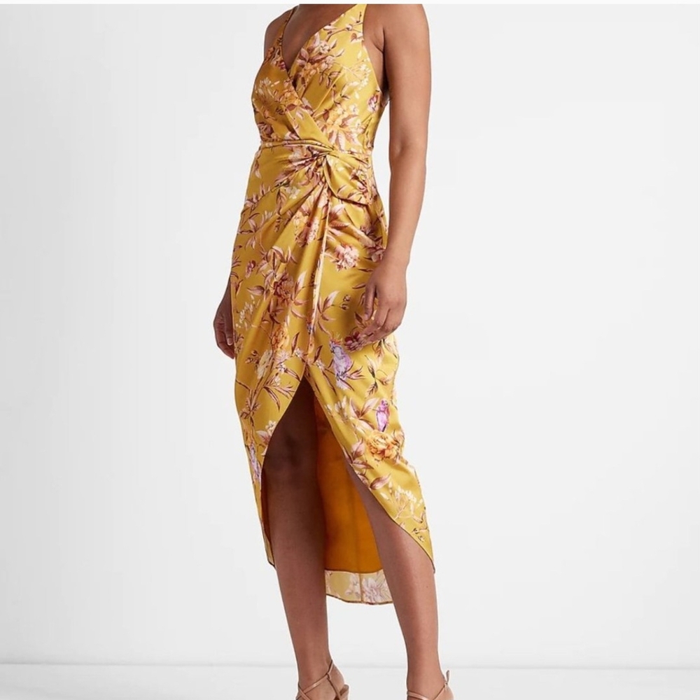 EXPRESS* Yellow Floral Midi Dress